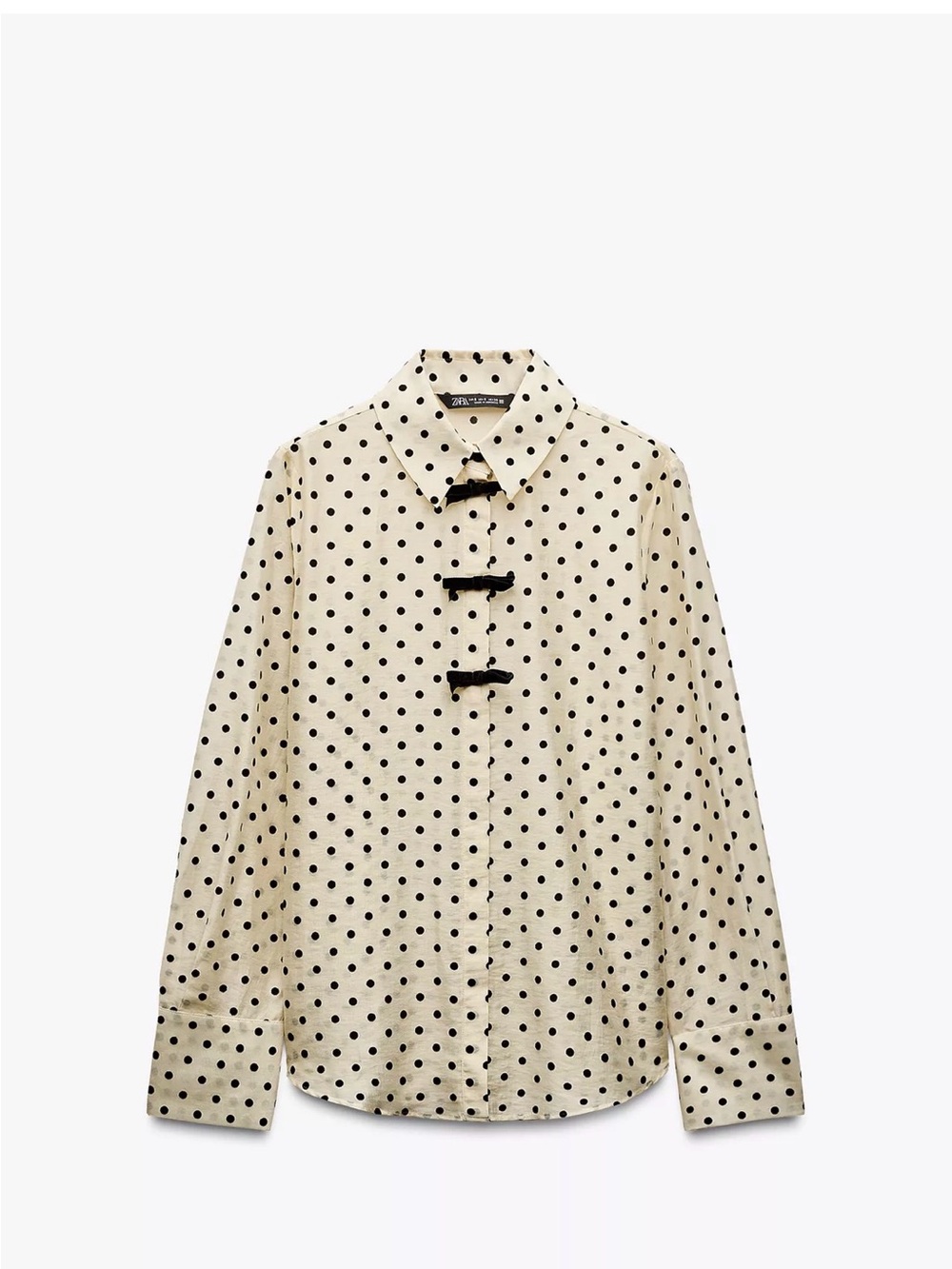 Zara White Blouse with Black Polka Dots
